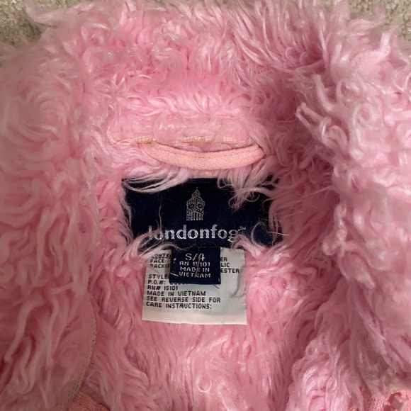 Londonfog Girls pink suede and fur zip up jacket size small/4 - Picture 2 of 4